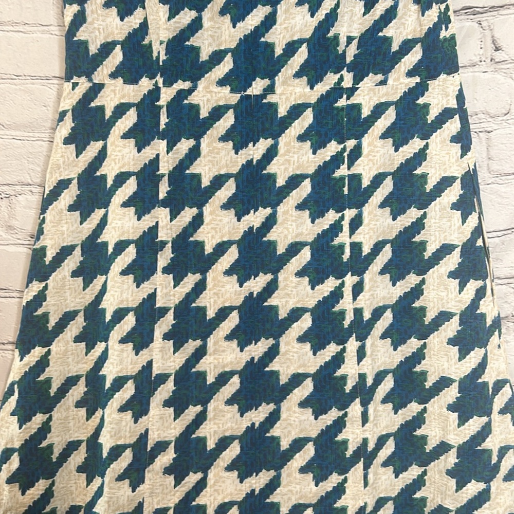 Coach Teal Blue Cream Houndstooth Ruffle Dress Size 2 Brand New W/Tags - Picture 12 of 16
